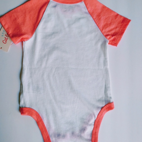 White and Coral color Onesie - Picture 2 of 3